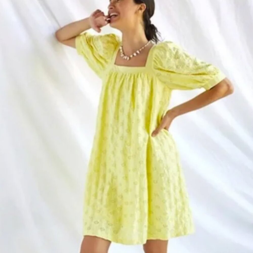 Maeve Anthropologie Dress Small Women New Puff Sleeve Eyelet Square Neck